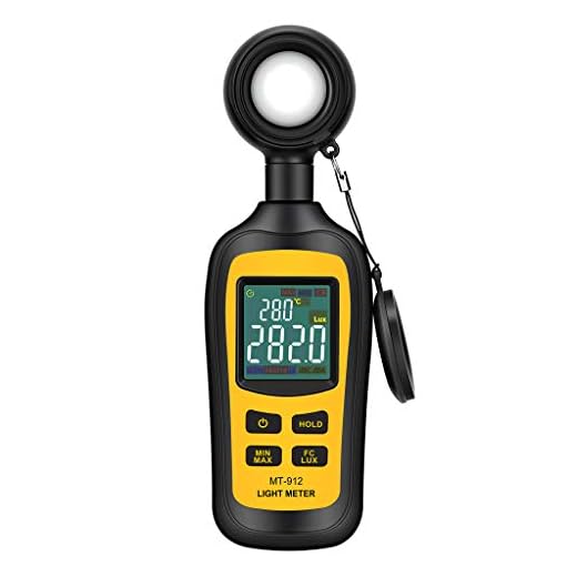 URCERI Light Meter Digital Illuminance Meter Handheld Ambient Temperature Measurer with Range up to 200,000 Lux Luxmeter with 4 Digit Color LCD Screen