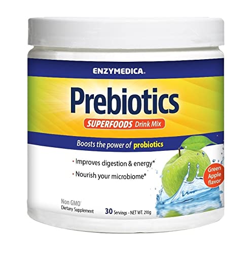Enzymedica, Prebiotics Fermented Superfoods Drink Mix, Probiotic Boost for Healthy Digestion, Green Apple, 30 Servings