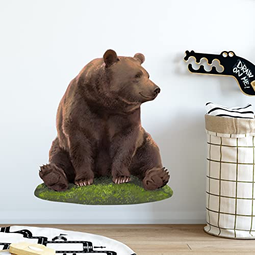 Vinilo Decorativo Oso Marrón Sentado para Pared 60x44 cm miniatura 1