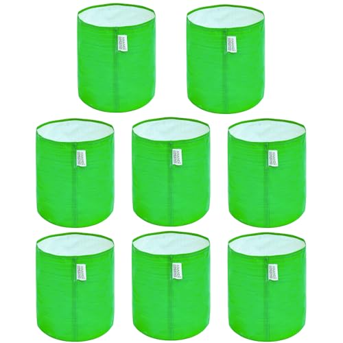 Image of Anandi Green's Premium HDPE Uv Protected 220 GSM Round Shaped Green Colour Plants Grow Bags Suitable for Terrace and Vegetable Gardening (Pack of 8, 9X9 INCH)