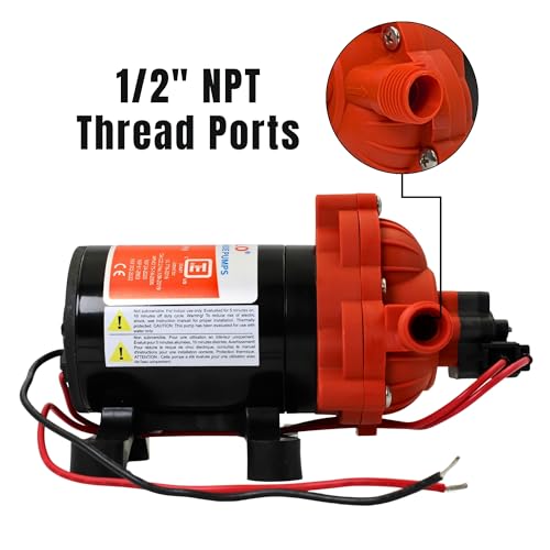 Image of SEAFLO 33 series RV Water Pump - 12V, 3.0 GPM 45 PSI Diaphragm Pump, Self Priming On Demand Fresh Water Pump for RV Camper Boat Marine, Self Priming Pressure Pump, NSF UL 4-Year Warranty