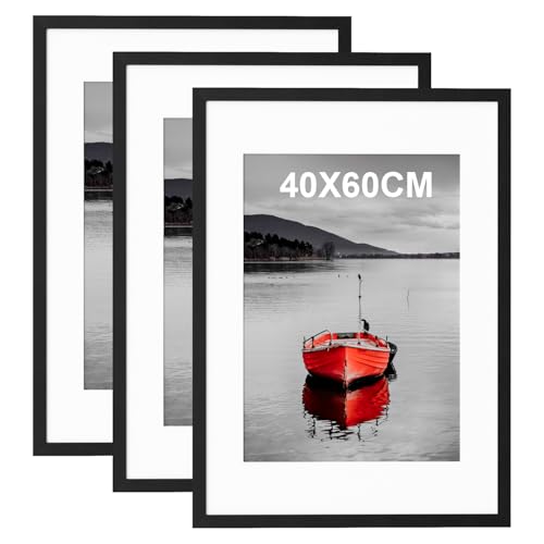 40x60cm Picture Frame 3 Pack Black 60x40 Wooden Photo Frames with A3 Mount