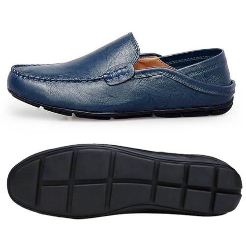 Image of Go Tour Men's Premium Genuine Leather Casual Slip on Loafers Breathable Driving Shoes Fashion Slipper