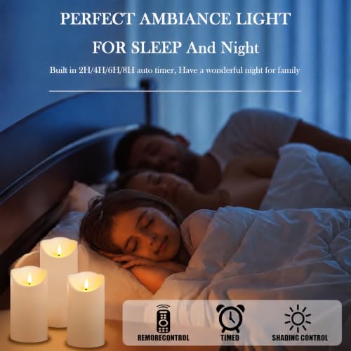 Image of Fo32won Flameless Flickering Candles with Remote Timer, Set of 6 White Led Battery Operated Candles for Home Decor Xmas Halloween (D3 x H3 3 inch 4 inch 5 inch 6 inch 7 inch)