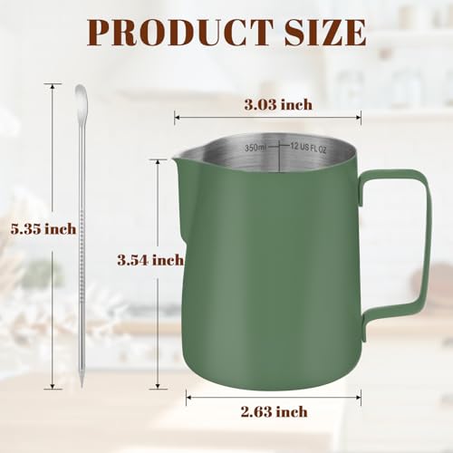 Image of Amrules Milk Frothing Pitcher 12oz Frother Cup Barista Tools, Green