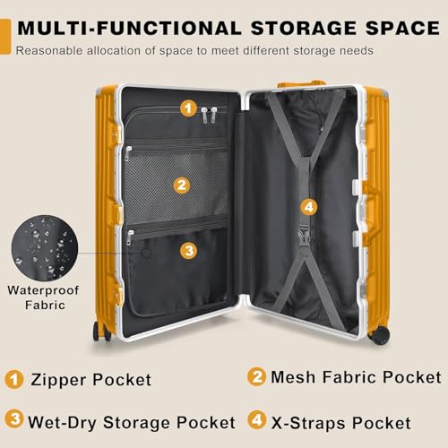 Image of AnyZip Luggage PC+ABS Aluminum Frame Zipperless Checked Luggage Hard Shell Suitcase with TSA Lock Double Spinner Wheels 28 Inch Orange