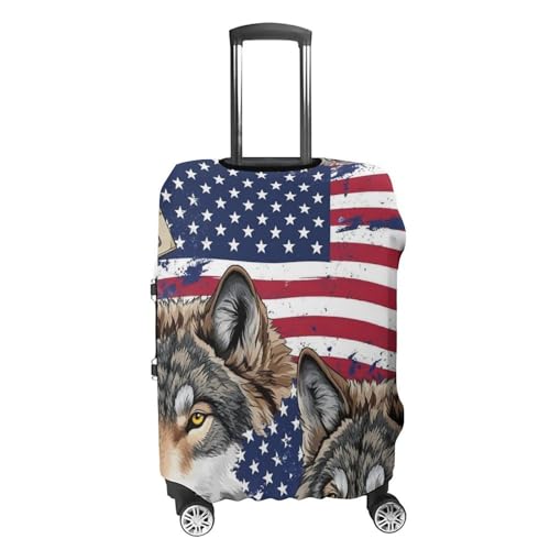 Carry On Luggage Cover Vintage American Flag Wolf Anti Scratch Travel Luggage Cover Suitcase Protector Suitcase Covers4