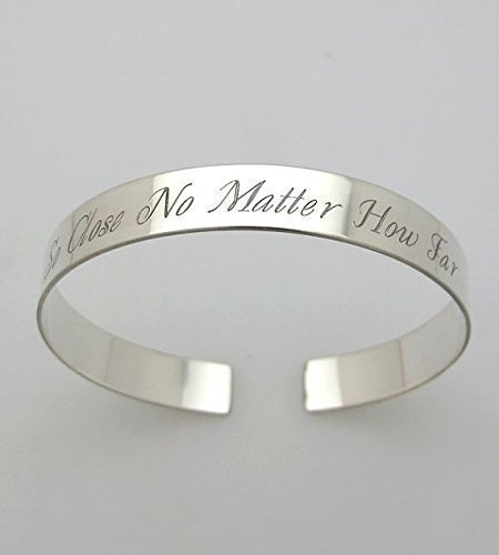 Miniatura 3 de Sterling Silver Bracelet - Both sides Engravable Cuff - Unisex Custom Jewelry Engraved Gift Birthday Gift Custom Engraving Cuff Bracelet -