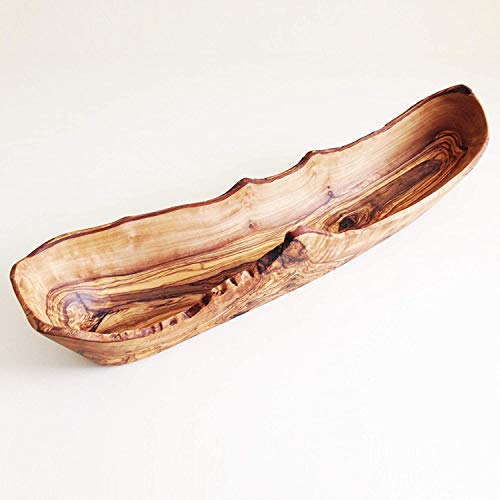 generisch Corbeille à Pain allongée en Bois d'olivier Fait Main, Longueur au Choix, Coupe à Fruits, Artisanat (43 à 45 cm)