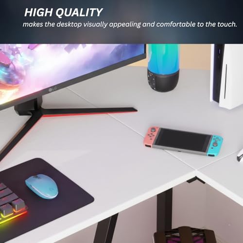 Image of Deskio Siyora L Shaped Table I Computer Table for Home Pc I Office Computer Table for Home I Rounded Corner Desk I Gaming I Worktable (130 Cm x 50 Cm x 75 Cm) White Wood, Metal - DIY