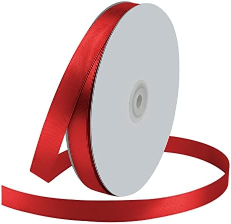 5/8" Wide x 100 Yards Single Face Polyester Satin Ribbon, Satin Ribbon for Crafts, Gift, Hair Bows, Wedding Party Decoration, Bow Making & Other Projects (Red)
