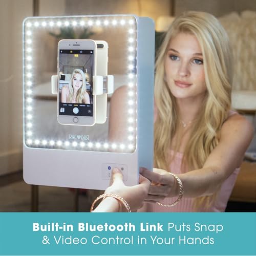 Espejo de maquillaje LED portátil con luces y Bluetooth miniatura 3