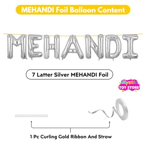 Image of Mehandi Banner Silver for Wedding Home Boys Girls Men Women Foil Balloon Decoration Decor Celebration Silveren