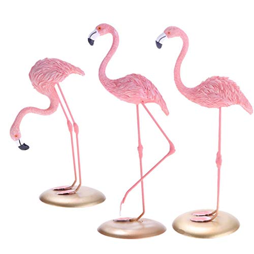 Notakia Pink Flamingo Resin Statues Set of 3 Garden Decor