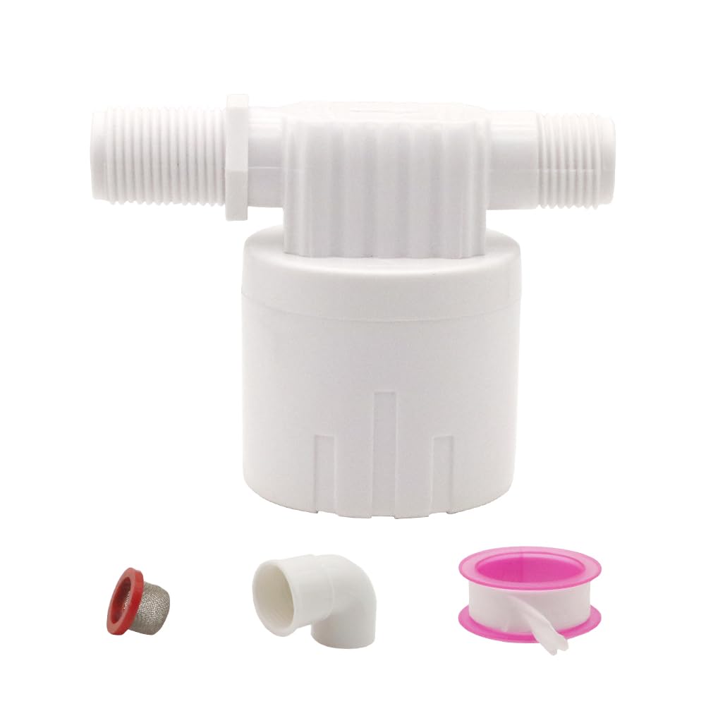 1/2'' Float Valve, Automatic Water Level Control Auto Fill Shut Off Floating Ball Valve for Water Tanks, Fountains, Swimming Pools, Aquarium, Livestock Tanks (Side Inlet)