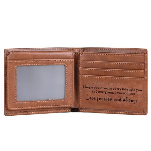 Engraved REID Leather Wallet for Husband Boyfriend, Personalized Gifts for