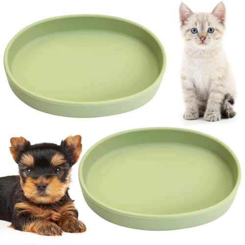 Fhiny 2 PCS Silicone Cat Food Bowls Shallow Dog Bowl 7