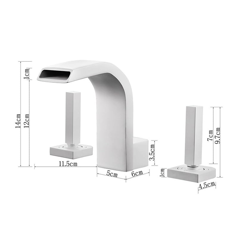 Robinet de lavabo double trou design cascade en finition chromée argentée durable