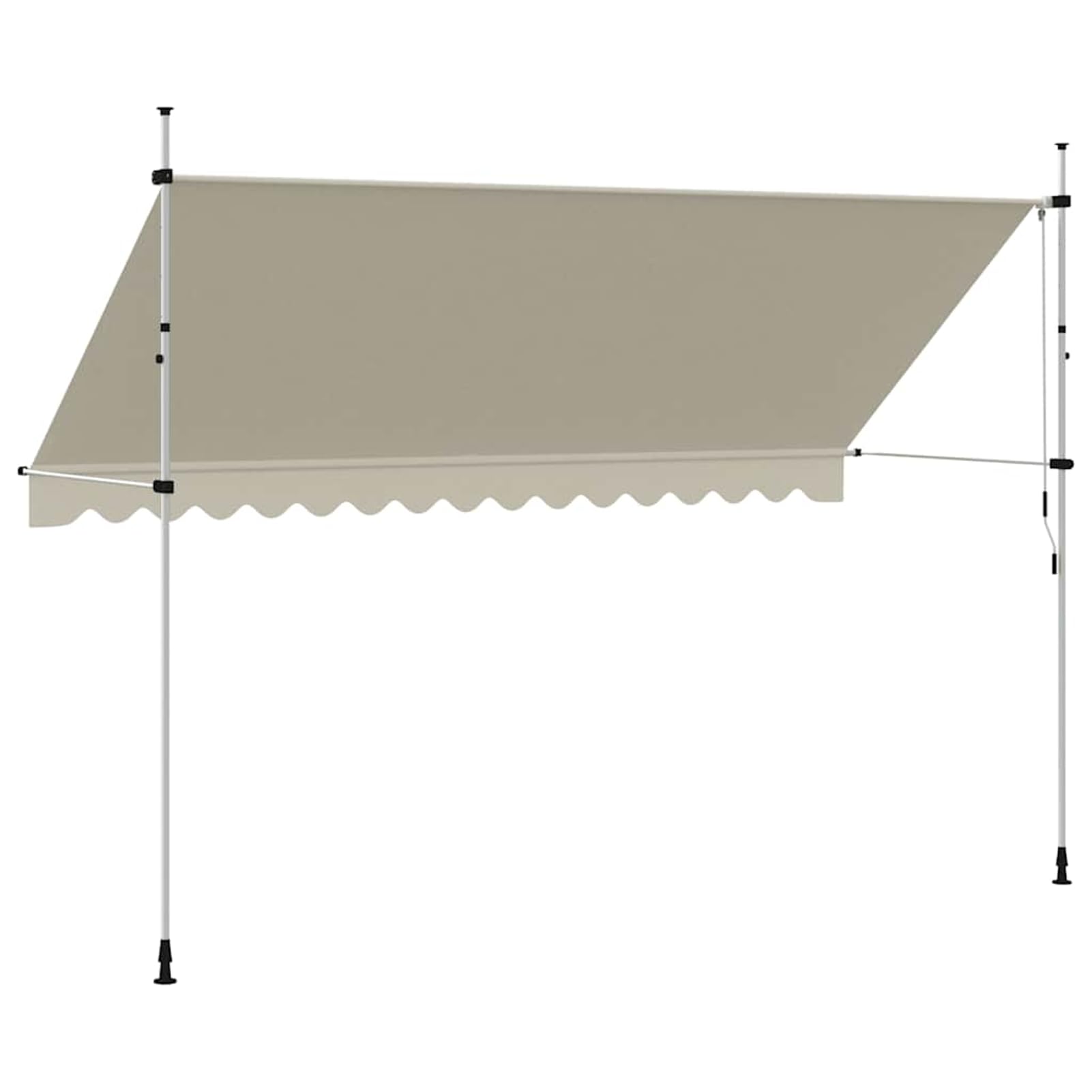 Wysuwana markiza balkonowa, obsługiwana ręcznie, 400 cm, kremowo-biała, balkonowa, bez wiercenia, z korbą ręczną, aluminiowa markiza odporna na promieniowanie UV, regulacja wysokości i
