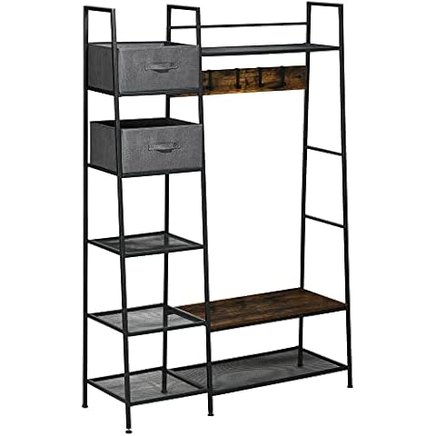 HOMCOM Garderobenständer, Garderobe mit Sitzbank Cover