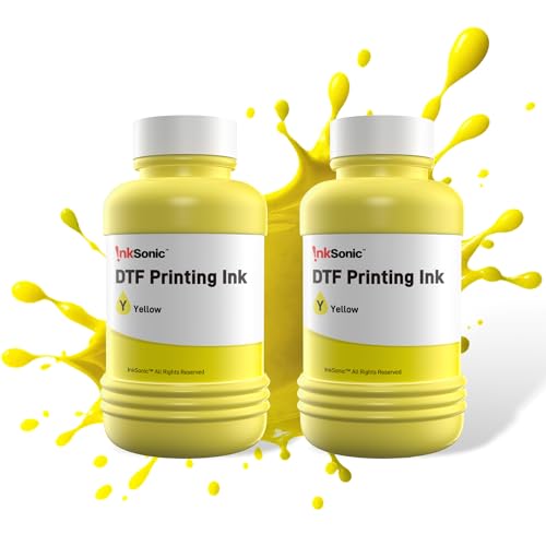 InkSonic DTF Ink Yellow 500ML, Premium DTF Transfer Ink for PET Film, Refill Ink Compatible for All DTF Printer (Yellow, 2 * 250ml)