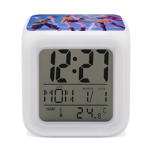 KPOPガールズ! デーモン・ハンターズ 目覚まし時計 置時計 デジタル ライト 時計 見やすい シンプル 温度計 多機能