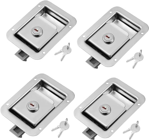 Locker Locks,Cam Locks,Cabinet Lock,4 Pcs Stainless Steel Practical Paddle Handle Toolbox Lock, Heavy Duty Locking Latch for Trailer Auto Special Vehicle