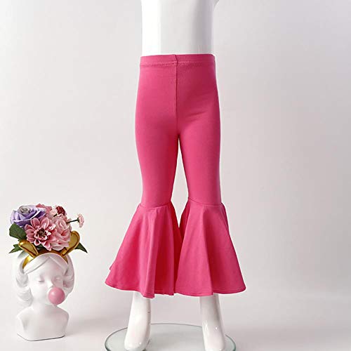 IWEMEK Toddler Baby Girls Ruffle Leggings Bell Bottom Flare Pants Cotton Long High Waist Solid Stretch Yoga Trousers Outfits2