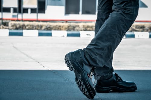 Image of Karam FS055 Black Leather Safety Shoes for Men | Single Density | Steel Toe | Antistatic, Antislip, Oil & Heat Resistant | Size-09
