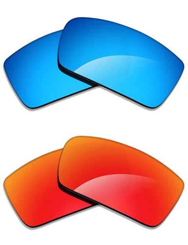 Image of Alphax 2 Pair Polarized Replacement Lenses for Oakley Gascan OO9014 60mm Sunglasses- Blue+Red