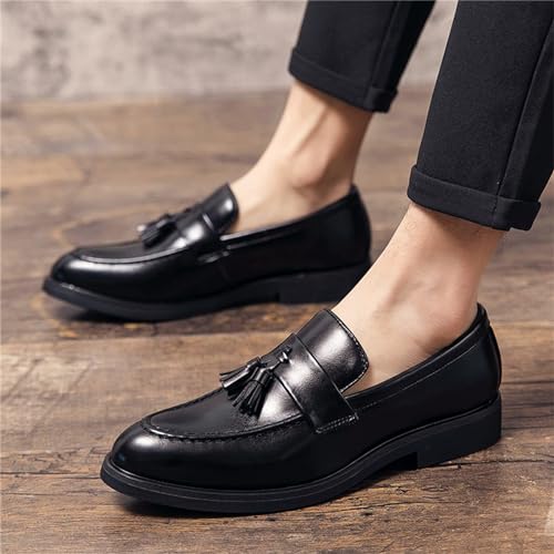 Men's Leather Tassels Slip-On Loafers Classic Penny Flats Smoking Loafers for Business Casual Dress Prom Party4
