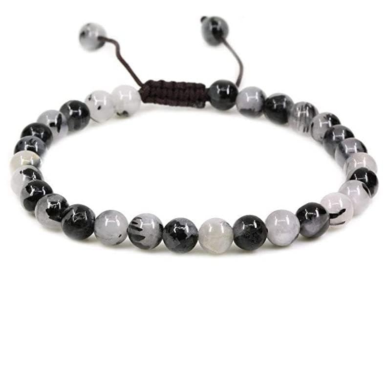 Bracelet en quartz rutilé multicolore perles 6mm LKBEADS cordon ajustable
