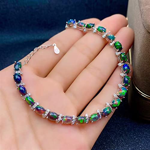 Chaîne en Opale Noire Naturelle collier véritable argent 925 pour femme