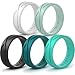 Silicone Wedding Ring/Band Men Women 4 5 Rings Pack- Designed Silicone Rubber Rings - Comfortable Durable Wedding Ring Replacement - Matching Sets - U.S Design Patent (5, Women's Rings Set #4)