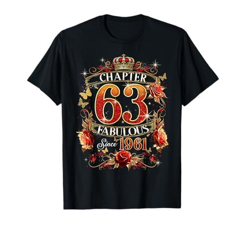 Womens Chapter 63 Fabulous EST 1962 Red Roses 63rd Birthday Camiseta