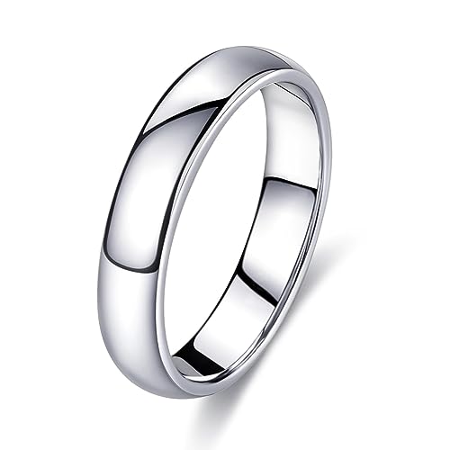 FUNEIA Anillo de plata para mujer y hombre, 1-8 mm de ancho, anillos de acero inoxidable para hombres y mujeres, anillo de boda pulido simple, anillo de compromiso, anillo de pulgar, anillos de dedo