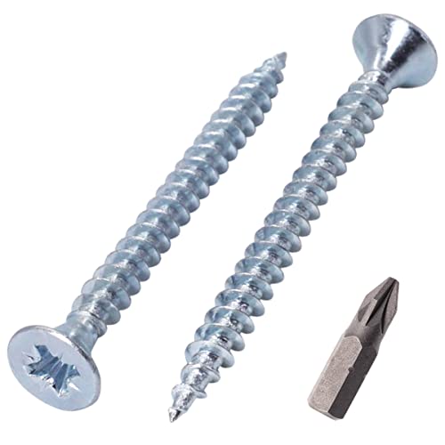 SKIR'CO Lote de 300 tornillos de acero chapado en zinc de 4,0 x 40 mm, cabeza avellanada Pozidriv, tornillos de aglomerado,...