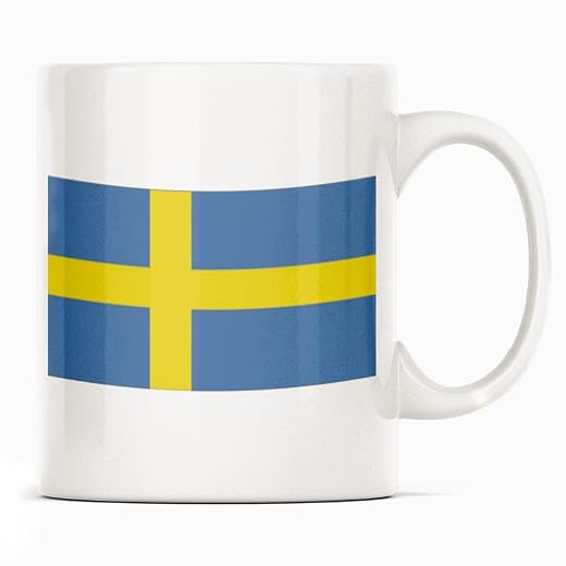 Sveriges flagga mugg gåva, vit rolig kaffekopp