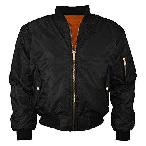 Men Biker MA1 Bomber Jacket Black-XL