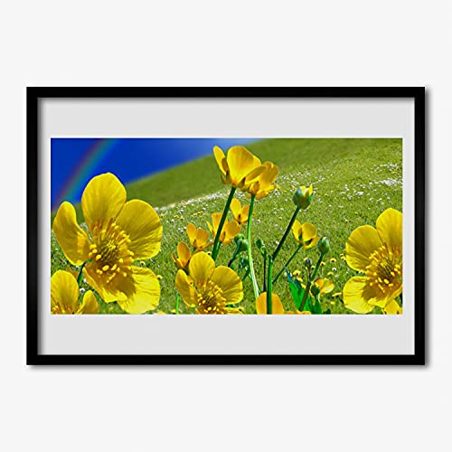 Affiche encadrée 70x50 cm prairie fleurs Tulup pour salon