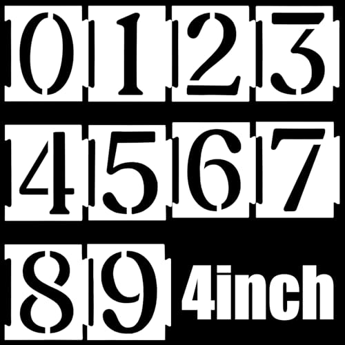 20pcs 4 Inch Plastic Number Stencils (0-9) for House Numbers Reusable Curb Stencil Kit for Address Painting Mailbox DIY Spray Paint Stencil for Wall Wood Fabric Sign