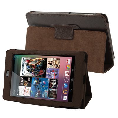 AQ Mobile Hülle braun für ASUS Google Nexus 7 (Modell 2013, 2. Generation) mit Magnetverschluss und Standfunktion aus Strukturiertem Kunstleder