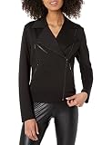 Anne Klein womens Scuba Moto Jacket Casual Blazer, Anne Black, Large US