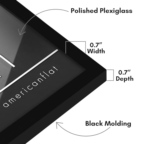Americanflat 15x21 Picture Frame with Polished Plexiglass - Streamline Collection - Thin Border Picture Frame for Wall Display - Hanging Hardware Included - Black