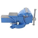 Tornillo de banco, tornillo de banco de hierro fundido giratorio de 360 ​​° con abrazadera de mesa de base giratoria y construcción de ranura antideslizante para trabajo pesado de 5 pulgadas