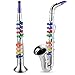 Set of 2 Musical Instruments Including Toy Clarinet and Toy Saxophone, Plastic Saxophone Silver Finish Toy Instruments Clarinet with 8 Colored Keys for Music Little One Home School Music Gift