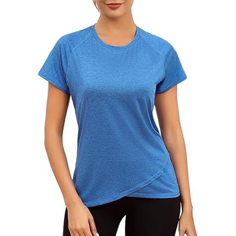 Gyabnw Womens Running Tops Shorts Sleeve Sports T-Shirt Fitness Workout Yoga Tops Ladies Running Tee Shirts Breathable Activewear Cover