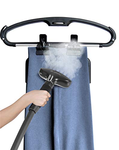 Salav Gs45-Dj Professional Upright Garment Steamer With Roll Wheels, Retractable Power Cord, Multi-Function Extra Wide Hanger, Foot Pedal Step On Control, Hanger Clips, Pants Press, Fabric Brush, & Mini Ironing Paddle, 1500 Watts, Black #TOP4