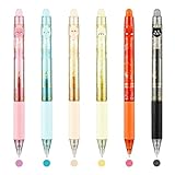 Valtiner 6 Colors Cute Glitter Erasable Pens, 0.5mm Fine Point Colored Retractable Gel Pens, Smooth Writing Ink Pen Marker Make Mistakes Disappear for Coloring Note-Taking Supplies