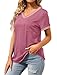Geifa Womens Summer Clothes 2026 Loose Fit Short Sleeve V Neck T Shirts Easter Color Block Pink L